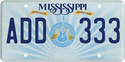 MS license plate ADD333