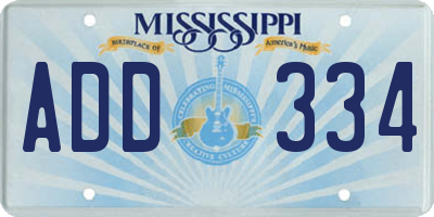 MS license plate ADD334