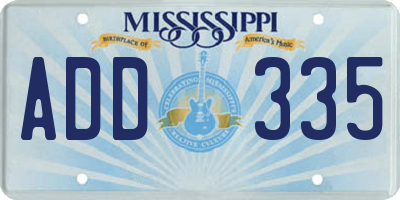 MS license plate ADD335