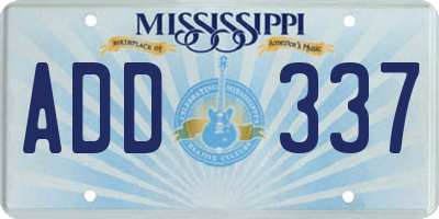 MS license plate ADD337