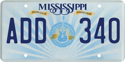 MS license plate ADD340