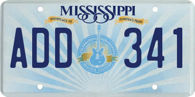 MS license plate ADD341