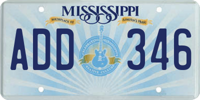 MS license plate ADD346