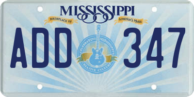 MS license plate ADD347
