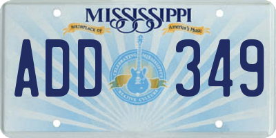 MS license plate ADD349