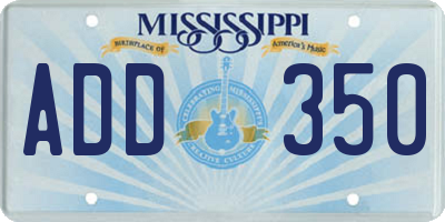 MS license plate ADD350