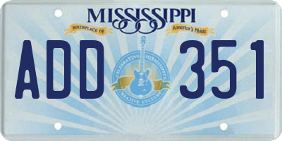 MS license plate ADD351