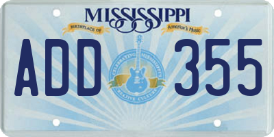 MS license plate ADD355