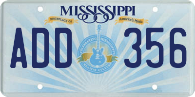 MS license plate ADD356