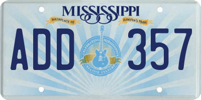 MS license plate ADD357