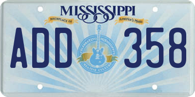 MS license plate ADD358