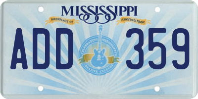 MS license plate ADD359