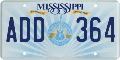 MS license plate ADD364