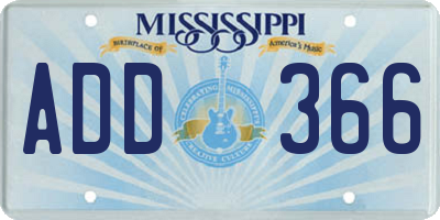 MS license plate ADD366
