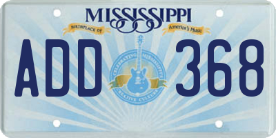MS license plate ADD368