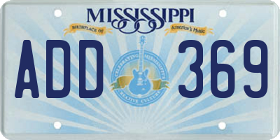 MS license plate ADD369