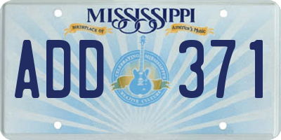 MS license plate ADD371