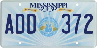 MS license plate ADD372