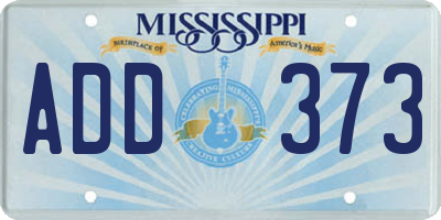 MS license plate ADD373