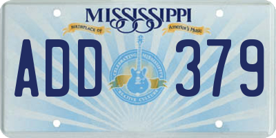 MS license plate ADD379