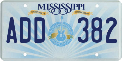 MS license plate ADD382