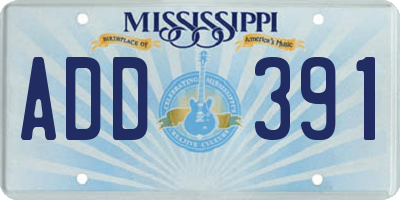 MS license plate ADD391