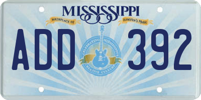 MS license plate ADD392