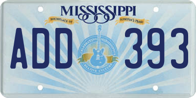 MS license plate ADD393