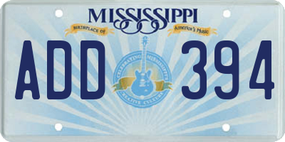 MS license plate ADD394