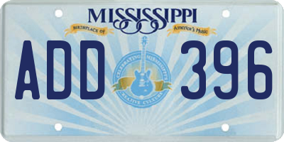 MS license plate ADD396