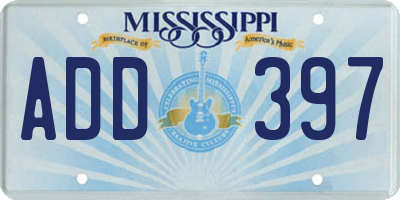 MS license plate ADD397
