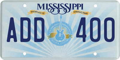 MS license plate ADD400