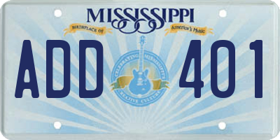 MS license plate ADD401