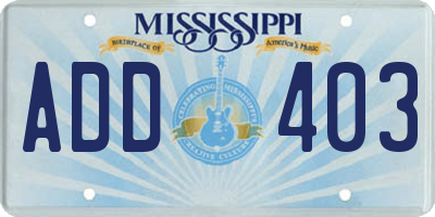 MS license plate ADD403