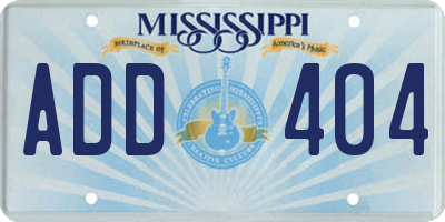 MS license plate ADD404