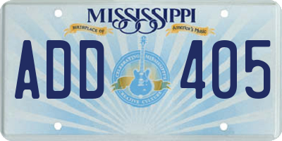 MS license plate ADD405