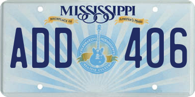MS license plate ADD406