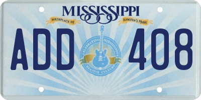 MS license plate ADD408