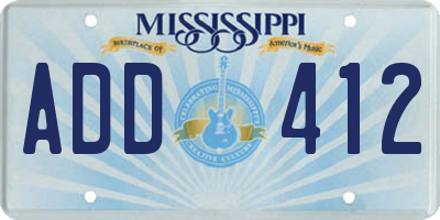 MS license plate ADD412
