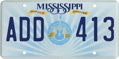 MS license plate ADD413