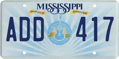 MS license plate ADD417