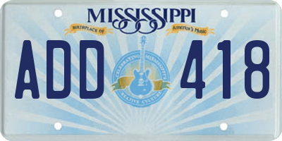 MS license plate ADD418