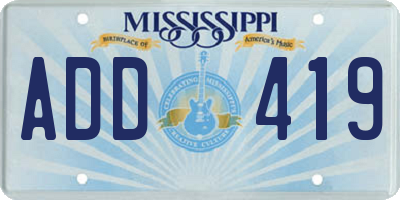 MS license plate ADD419