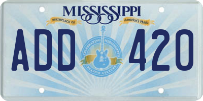 MS license plate ADD420