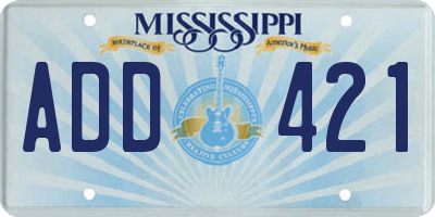 MS license plate ADD421