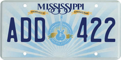 MS license plate ADD422