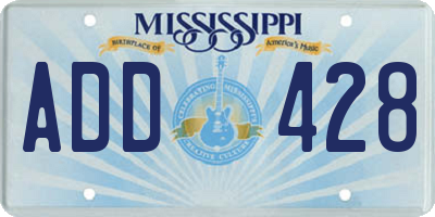 MS license plate ADD428