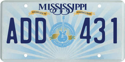 MS license plate ADD431