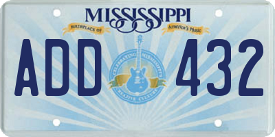 MS license plate ADD432