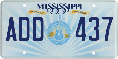 MS license plate ADD437